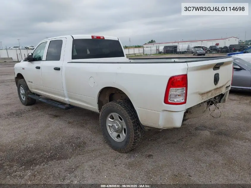 2020 Ram 3500 Tradesman 4X4 8' Box VIN: 3C7WR3GJ6LG114698 Lot: 42600530
