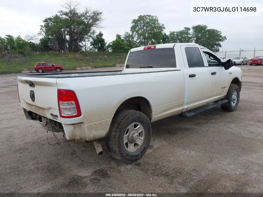 2020 Ram 3500 Tradesman 4X4 8' Box VIN: 3C7WR3GJ6LG114698 Lot: 42600530