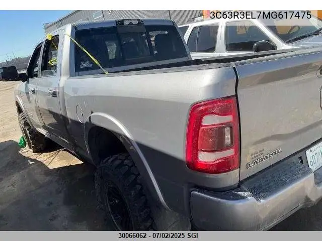 2021 Ram 3500 Laramie VIN: 3C63R3EL7MG617475 Lot: 30066062