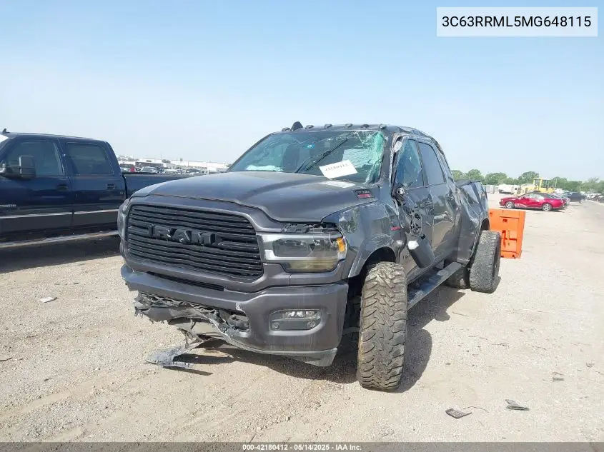 2021 Ram 3500 Laramie 4X4 6'4 Box VIN: 3C63RRML5MG648115 Lot: 42180412