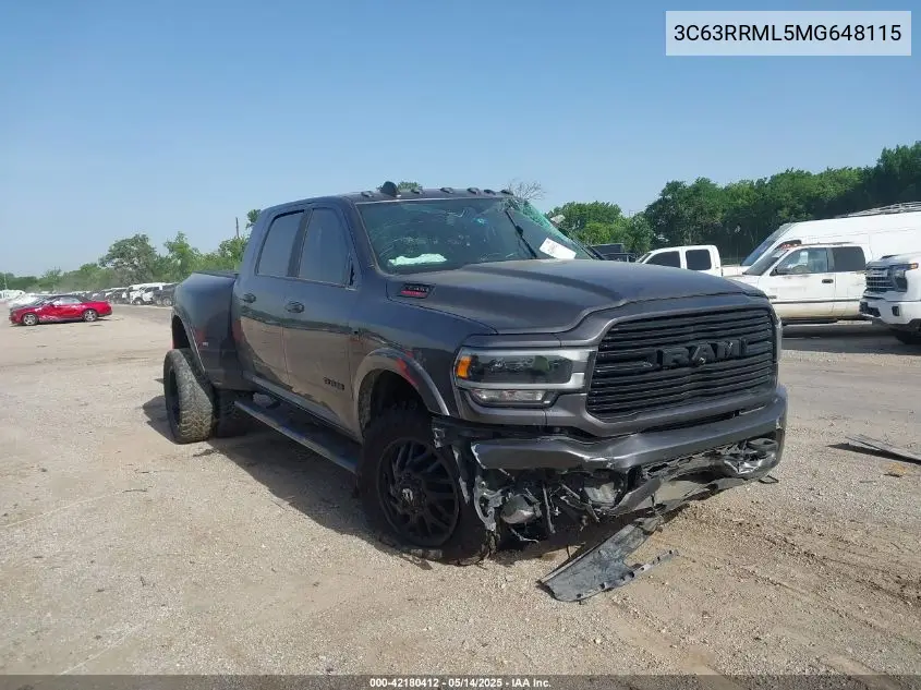 2021 Ram 3500 Laramie 4X4 6'4 Box VIN: 3C63RRML5MG648115 Lot: 42180412