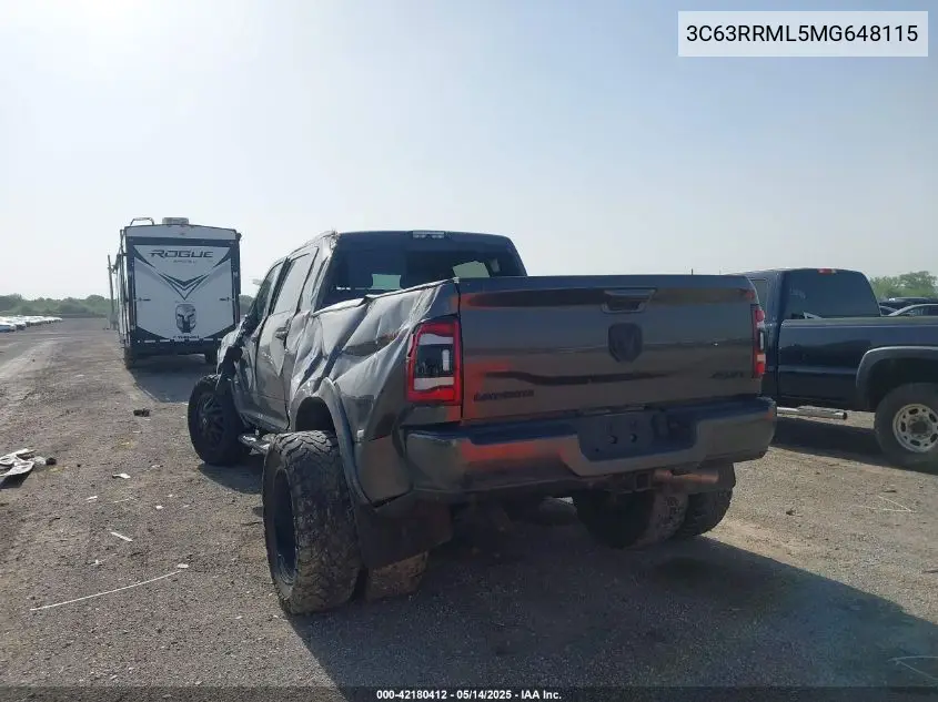 2021 Ram 3500 Laramie 4X4 6'4 Box VIN: 3C63RRML5MG648115 Lot: 42180412
