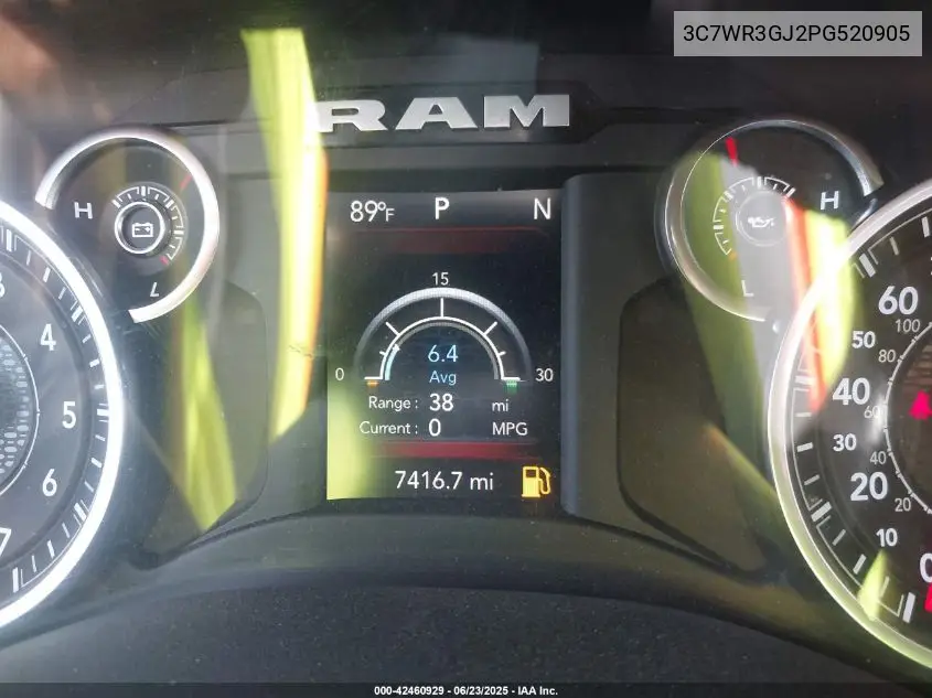 2023 Ram 3500 Tradesman 4X4 8' Box VIN: 3C7WR3GJ2PG520905 Lot: 42460929