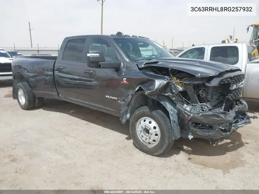 2024 Ram 3500 Big Horn 4X4 8' Box VIN: 3C63RRHL8RG257932 Lot: 42233097