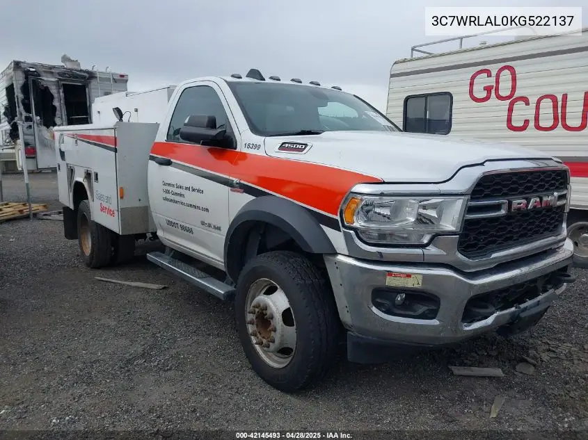 2019 Ram 4500 Chassis Tradesman/Slt VIN: 3C7WRLAL0KG522137 Lot: 42145493