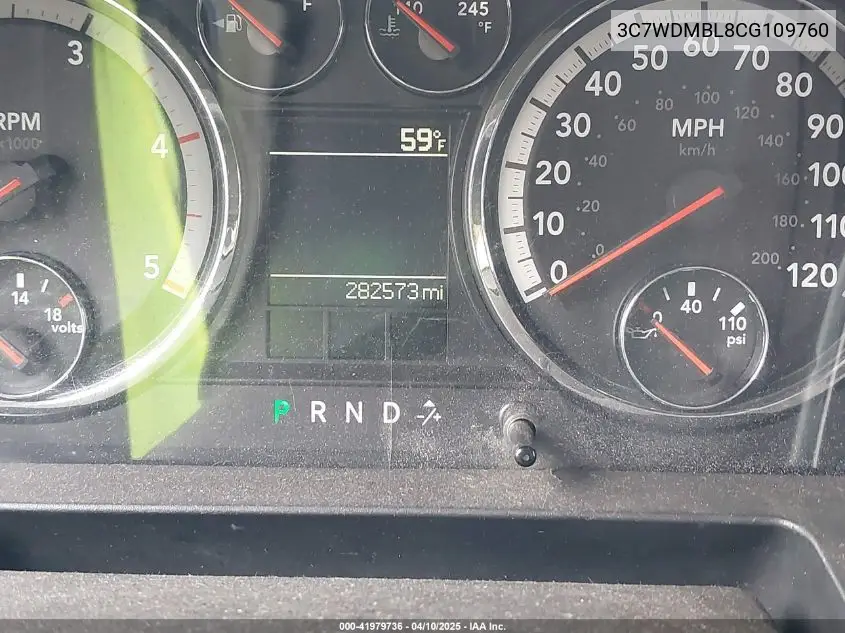 2012 Ram 5500 Chassis St/Slt VIN: 3C7WDMBL8CG109760 Lot: 41979736