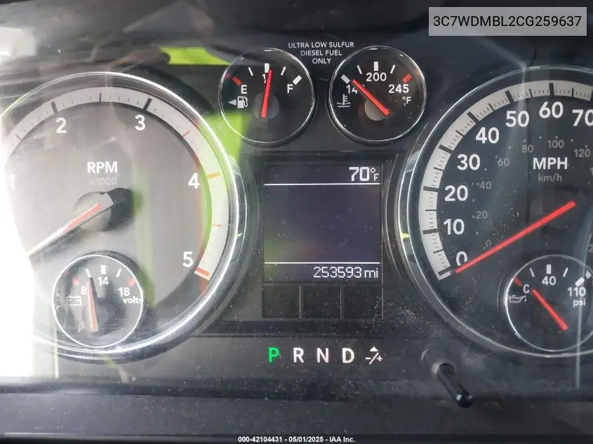 2012 Ram 5500 Chassis St/Slt VIN: 3C7WDMBL2CG259637 Lot: 42104431