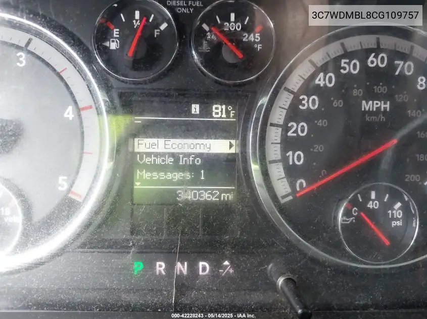 2012 Ram 5500 Chassis St/Slt VIN: 3C7WDMBL8CG109757 Lot: 42228243