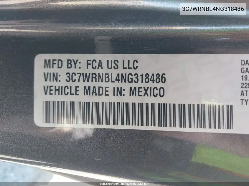 2022 Ram 5500 Chassis Tradesman/Slt VIN: 3C7WRNBL4NG318486 Lot: 42001699