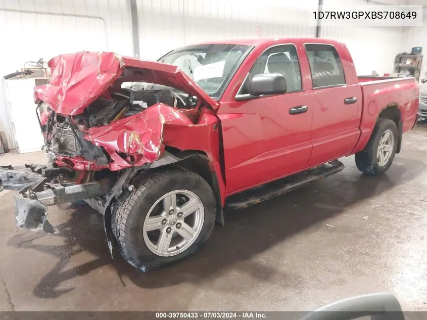 2011 Ram Dakota Bighorn/Lonestar VIN: 1D7RW3GPXBS708649 Lot: 39750433