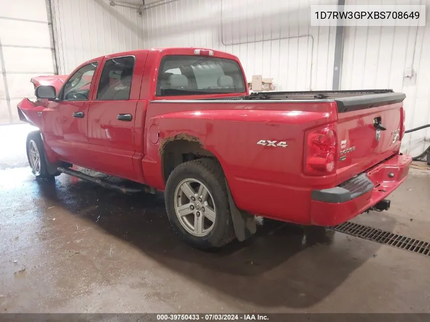 2011 Ram Dakota Bighorn/Lonestar VIN: 1D7RW3GPXBS708649 Lot: 39750433