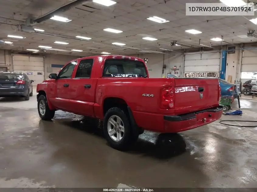2011 Ram Dakota Bighorn/Lonestar VIN: 1D7RW3GP4BS701924 Lot: 42021226
