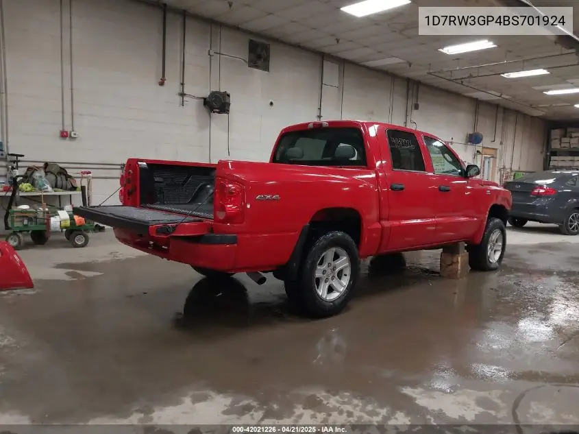 2011 Ram Dakota Bighorn/Lonestar VIN: 1D7RW3GP4BS701924 Lot: 42021226