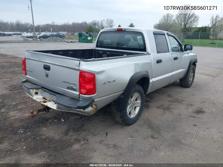 2011 Ram Dakota Bighorn/Lonestar VIN: 1D7RW3GK5BS601271 Lot: 42130126