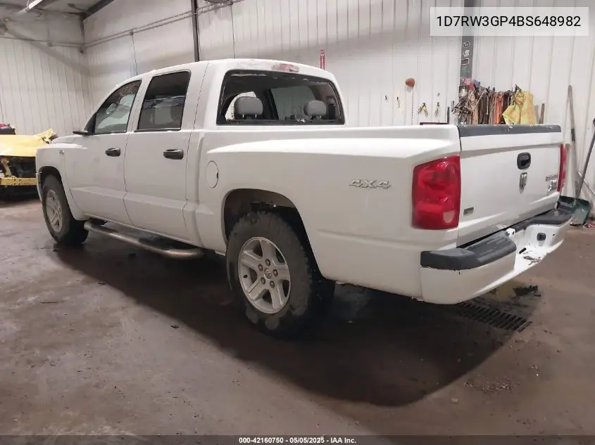 2011 Ram Dakota Bighorn/Lonestar VIN: 1D7RW3GP4BS648982 Lot: 42160750