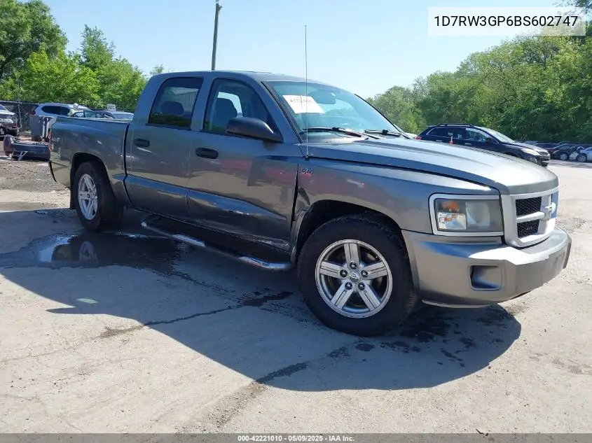 2011 Ram Dakota Bighorn/Lonestar VIN: 1D7RW3GP6BS602747 Lot: 42221010