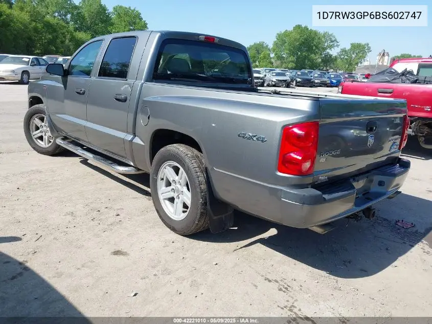 2011 Ram Dakota Bighorn/Lonestar VIN: 1D7RW3GP6BS602747 Lot: 42221010