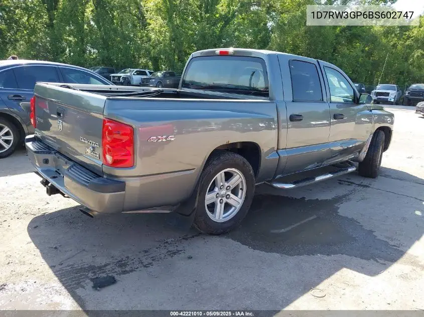 2011 Ram Dakota Bighorn/Lonestar VIN: 1D7RW3GP6BS602747 Lot: 42221010