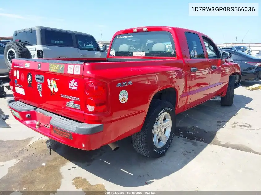 2011 Ram Dakota Bighorn/Lonestar VIN: 1D7RW3GP0BS566036 Lot: 42492400