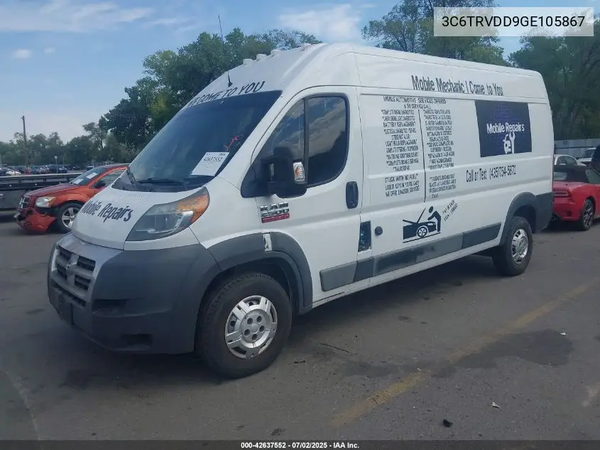 2016 Ram Promaster 2500 High Roof VIN: 3C6TRVDD9GE105867 Lot: 42637552