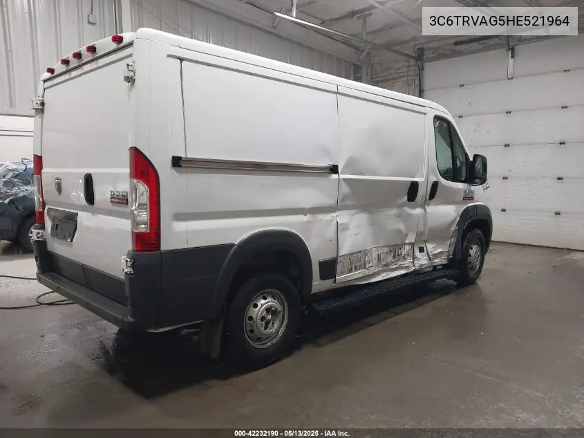 2017 Ram Promaster 1500 Low Roof 136 Wb VIN: 3C6TRVAG5HE521964 Lot: 42232190