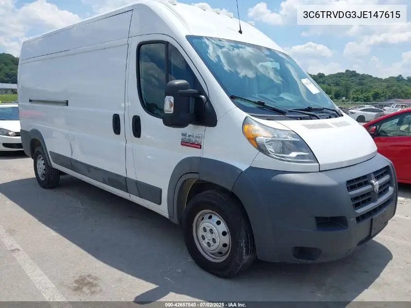 2018 Ram Promaster 2500 High Roof 159 Wb VIN: 3C6TRVDG3JE147615 Lot: 42657540