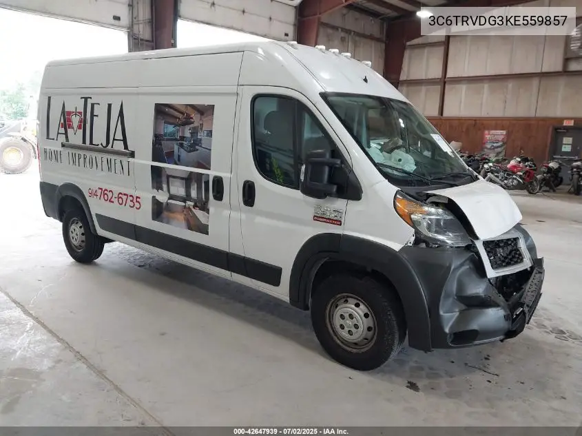 2019 Ram Promaster 2500 High Roof 159 Wb VIN: 3C6TRVDG3KE559857 Lot: 42647939