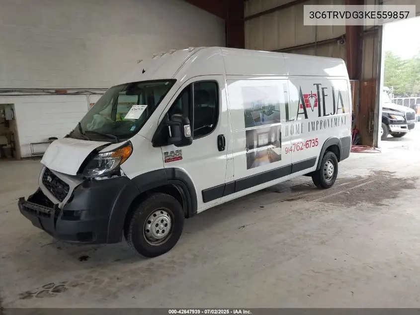 2019 Ram Promaster 2500 High Roof 159 Wb VIN: 3C6TRVDG3KE559857 Lot: 42647939