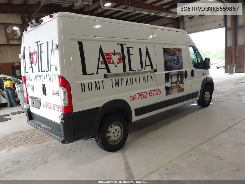 2019 Ram Promaster 2500 High Roof 159 Wb VIN: 3C6TRVDG3KE559857 Lot: 42647939