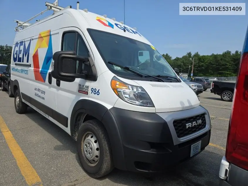 2019 Ram Promaster 2500 2500 High VIN: 3C6TRVDG1KE531409 Lot: 42666479