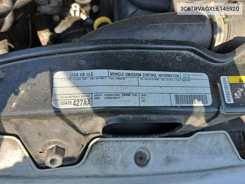 2020 Ram Promaster 1500 1500 Standard VIN: 3C6TRVAGXLE145920 Lot: 42666686