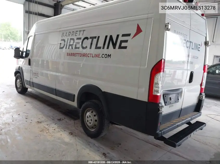 2021 Ram Promaster 3500 Cargo Van High Roof 159 Wb Ext VIN: 3C6MRVJG5ME513278 Lot: 42191339