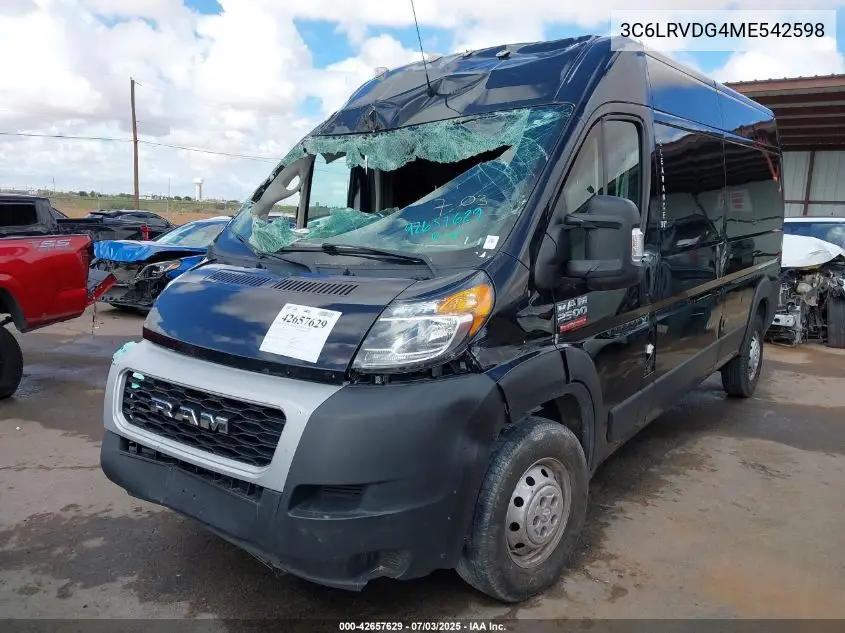 2021 Ram Promaster 2500 High Roof 159 Wb VIN: 3C6LRVDG4ME542598 Lot: 42657629