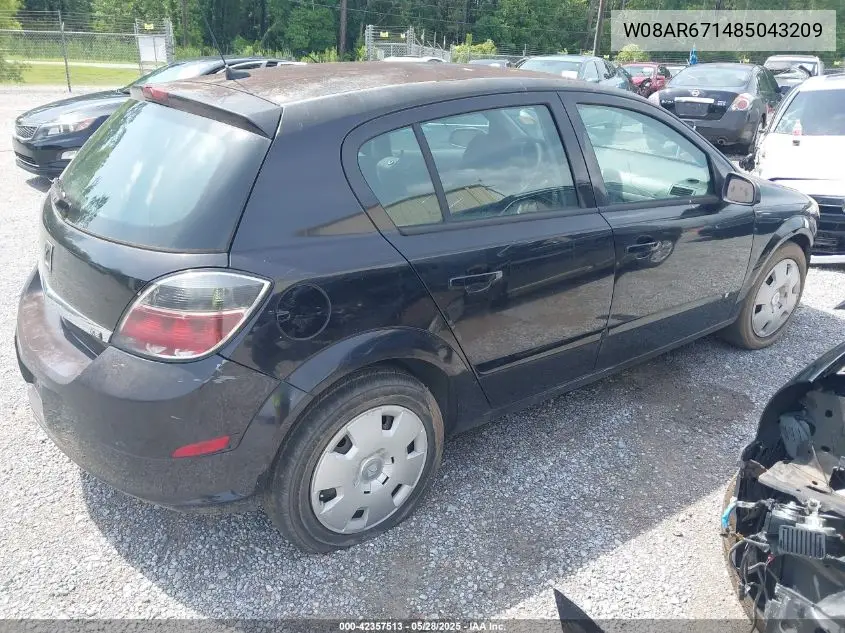 2008 Saturn Astra Xe VIN: W08AR671485043209 Lot: 42357513