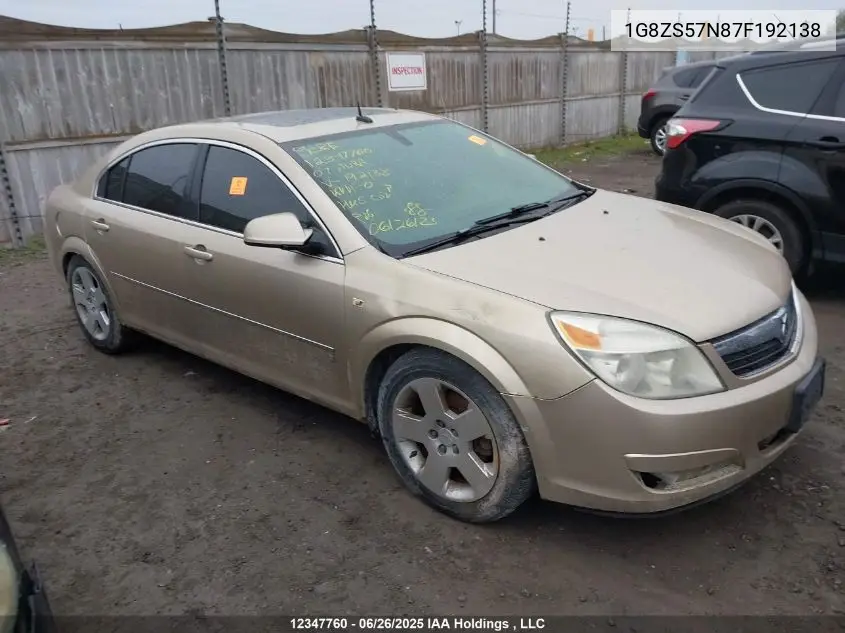 2007 Saturn Aura Xe VIN: 1G8ZS57N87F192138 Lot: 12347760