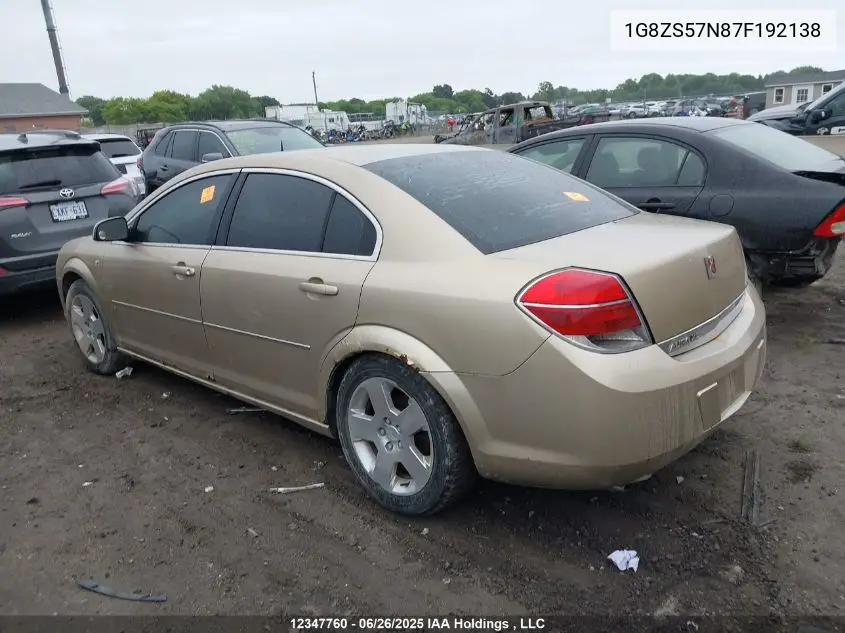 2007 Saturn Aura Xe VIN: 1G8ZS57N87F192138 Lot: 12347760