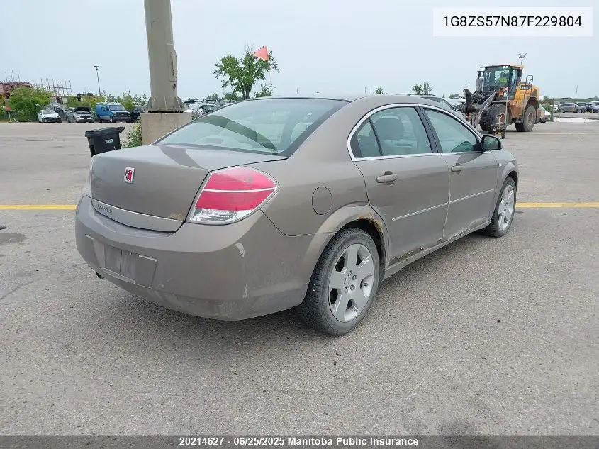 2007 Saturn Aura Xe VIN: 1G8ZS57N87F229804 Lot: 20214627