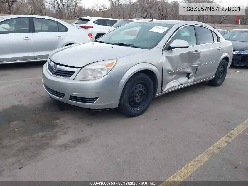 2007 Saturn Aura Xe VIN: 1G8ZS57N67F278001 Lot: 41808753