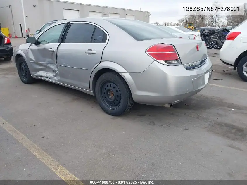 2007 Saturn Aura Xe VIN: 1G8ZS57N67F278001 Lot: 41808753
