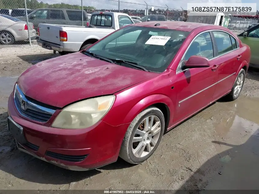 2007 Saturn Aura Xe VIN: 1G8ZS57N87F175839 Lot: 41957953
