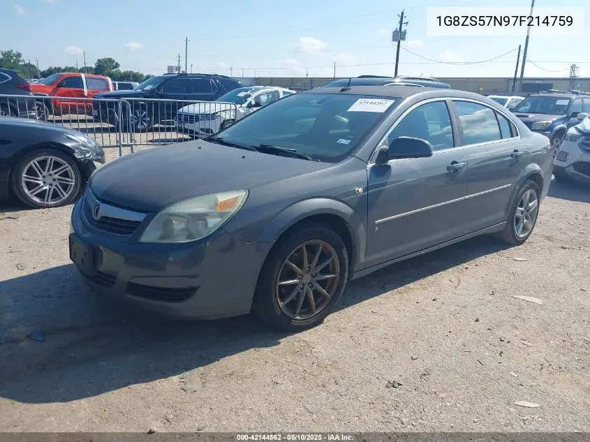 2007 Saturn Aura Xe VIN: 1G8ZS57N97F214759 Lot: 42144562
