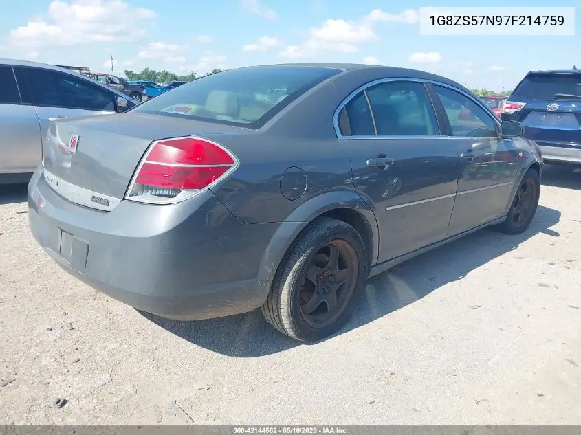 2007 Saturn Aura Xe VIN: 1G8ZS57N97F214759 Lot: 42144562