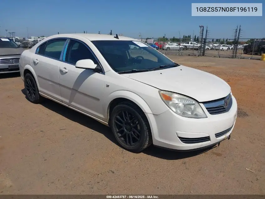 2008 Saturn Aura Xe VIN: 1G8ZS57N08F196119 Lot: 42483787