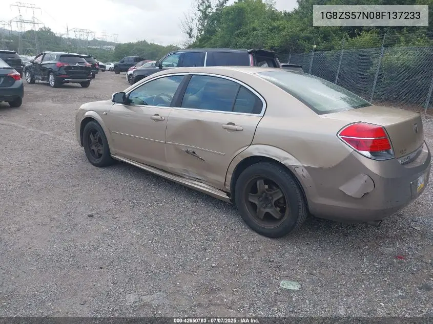 2008 Saturn Aura Xe VIN: 1G8ZS57N08F137233 Lot: 42650783