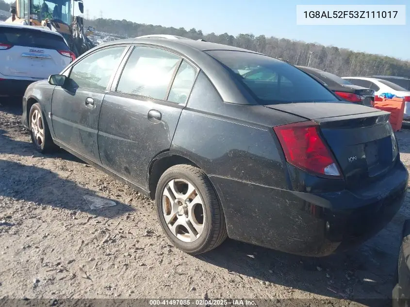2003 Saturn Ion 3 VIN: 1G8AL52F53Z111017 Lot: 41497085