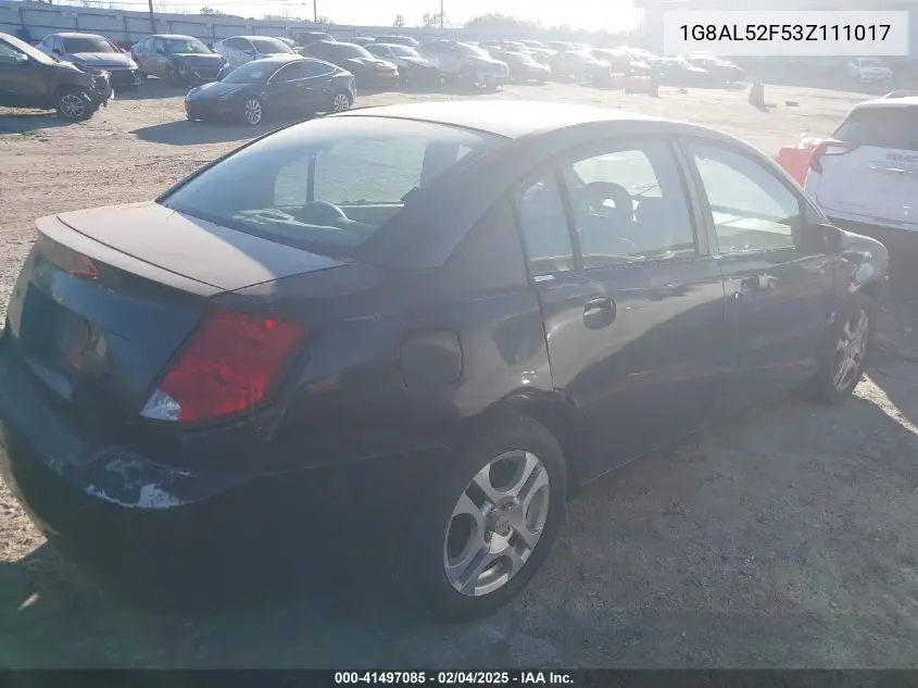 2003 Saturn Ion 3 VIN: 1G8AL52F53Z111017 Lot: 41497085