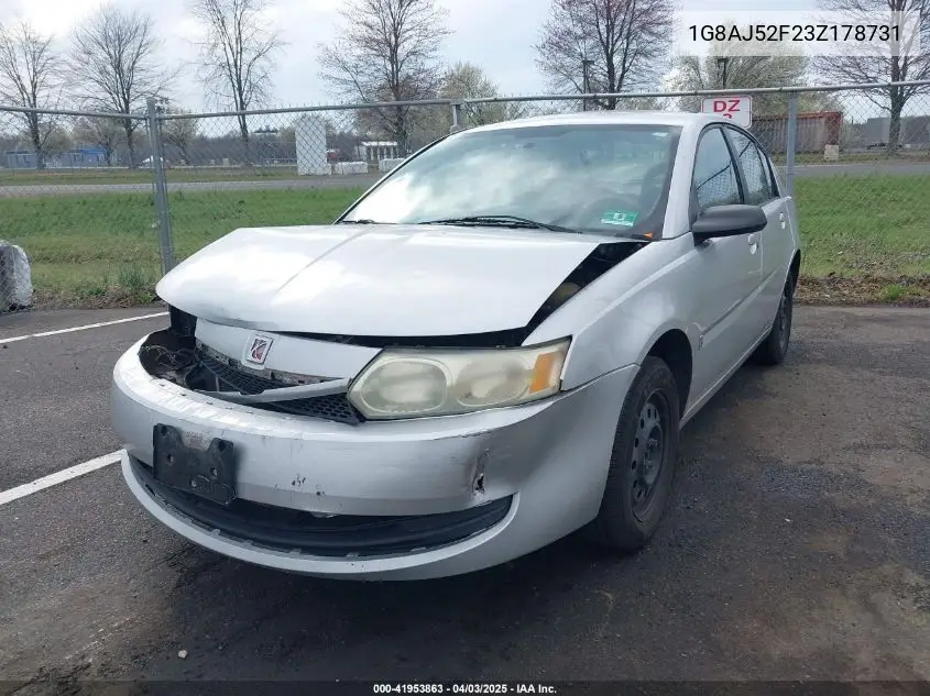 2003 Saturn Ion 2 VIN: 1G8AJ52F23Z178731 Lot: 41953863