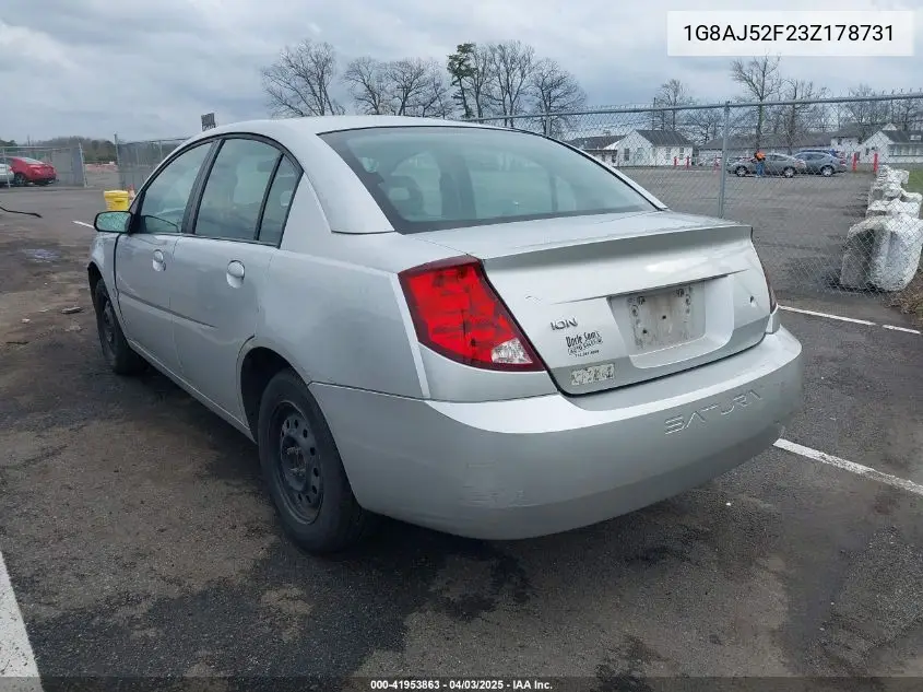2003 Saturn Ion 2 VIN: 1G8AJ52F23Z178731 Lot: 41953863