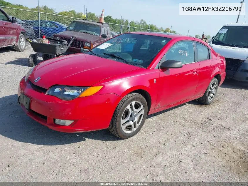 2003 Saturn Ion 3 VIN: 1G8AW12FX3Z206799 Lot: 42149378