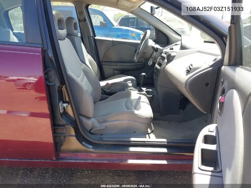 2003 Saturn Ion 2 VIN: 1G8AJ52F03Z151933 Lot: 42232290